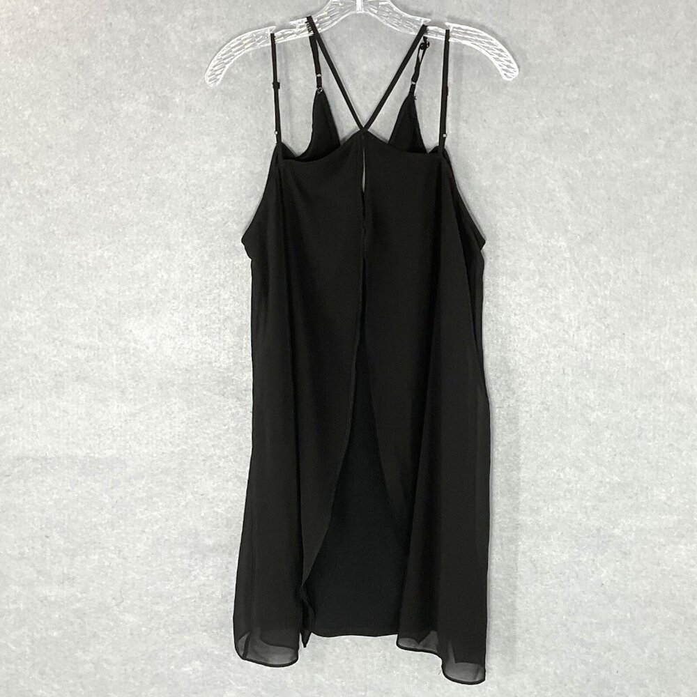 BCBGeneration Dress Womens Sz L Black Strappy V-Neckline Layered Flowy Evening